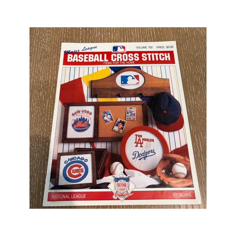 Vintage Major League Baseball Cross Stitch Pattern Book Vol. 702 MLB Dodger Cubs